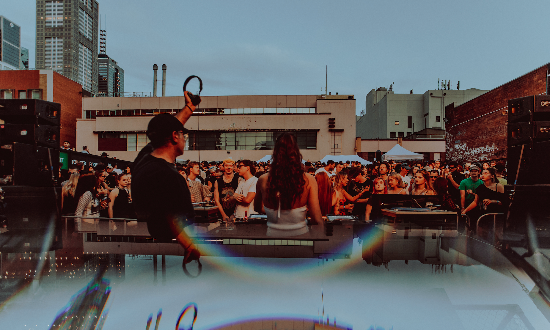 M87 rooftop event at dusk